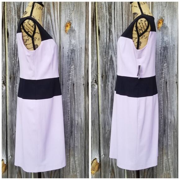 Sleeveless Colorblock Dress Stretch Lilac Purple Black Nine West Size 10 NWT - Picture 3 of 8